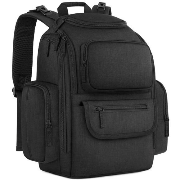 Black Diaper Bag Backpack for Men Women Travel Baby Bag with Insulated Pockets - Picture 1 of 7